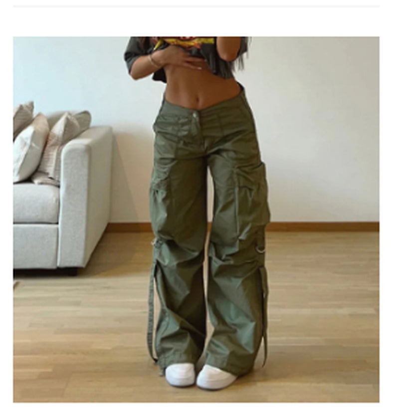 Simple Loose Low Waist Straight Casual Wide Leg Pants