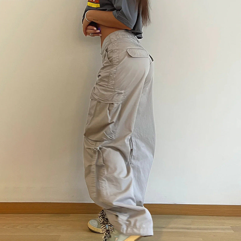 Simple Loose Low Waist Straight Casual Wide Leg Pants