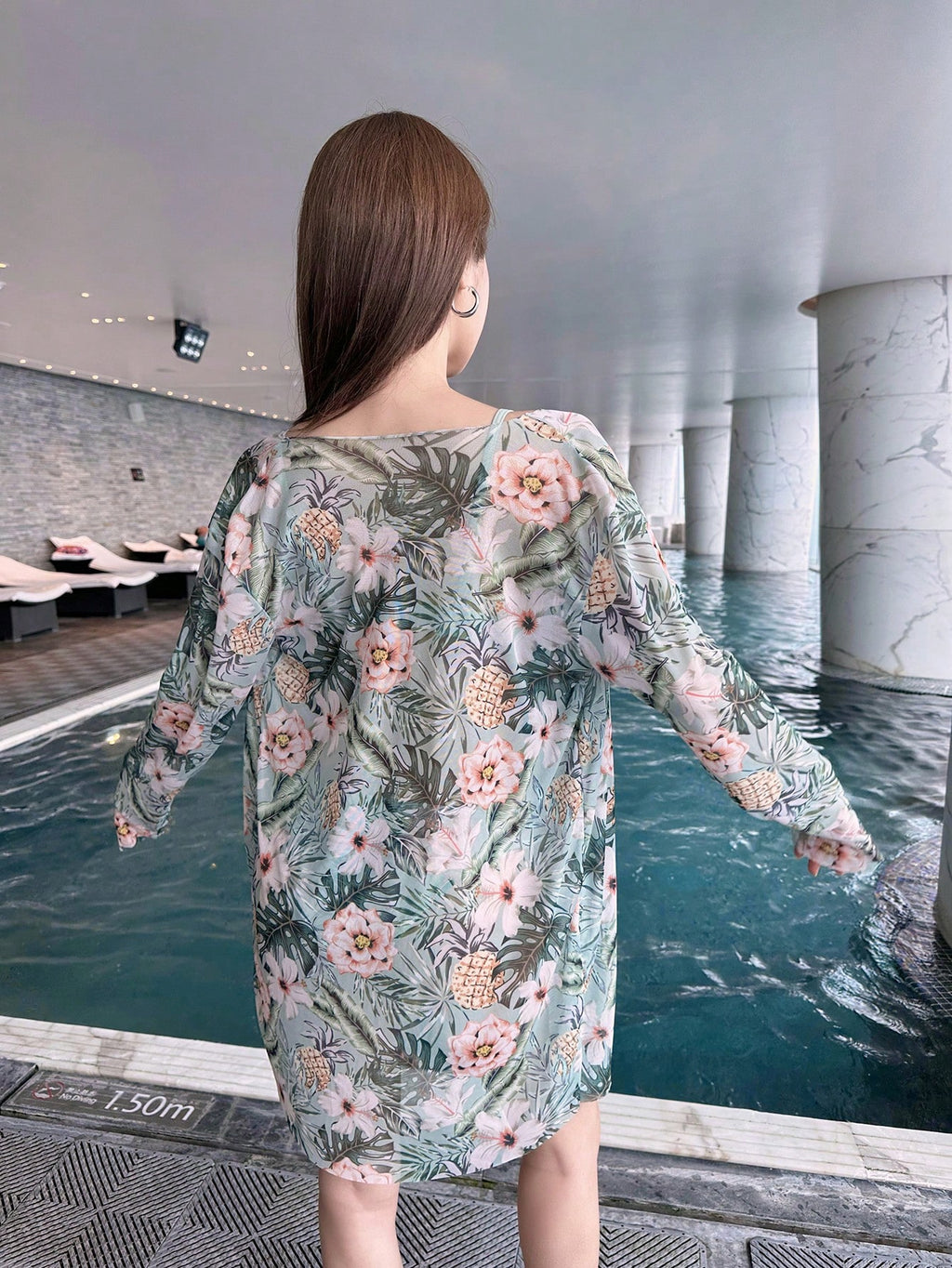 Swim Summer Beach 3Packs Plant Print Push up Bikini & Kimono