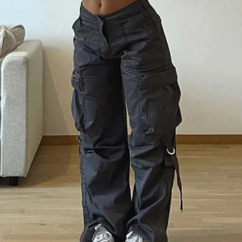 Simple Loose Low Waist Straight Casual Wide Leg Pants