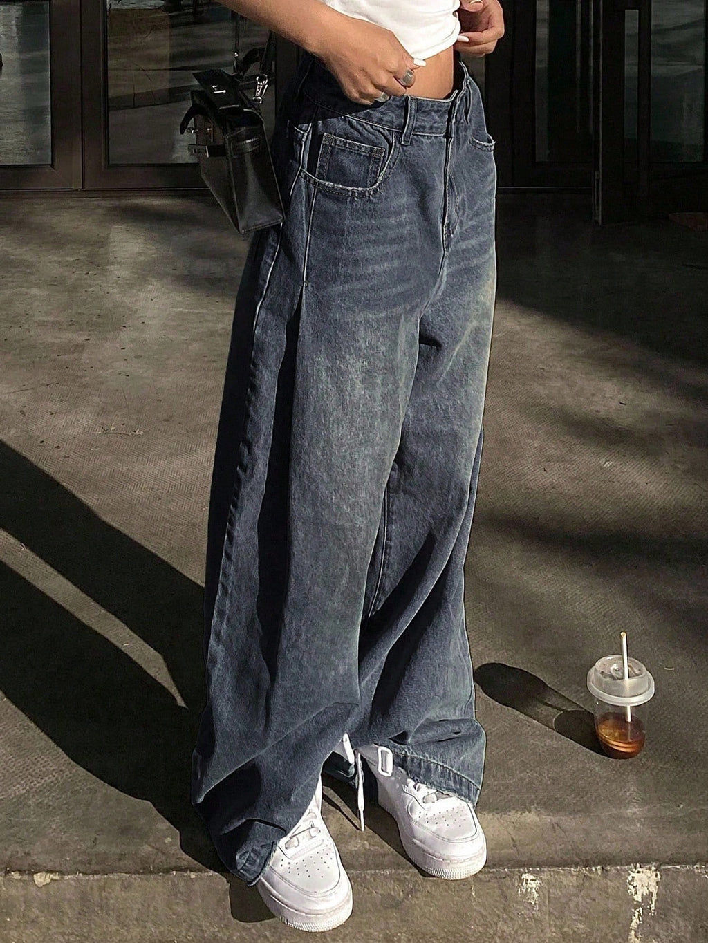 DAZY Women Distressed Wide Leg Jeans,Baggy Jeans,Back to School Clothes