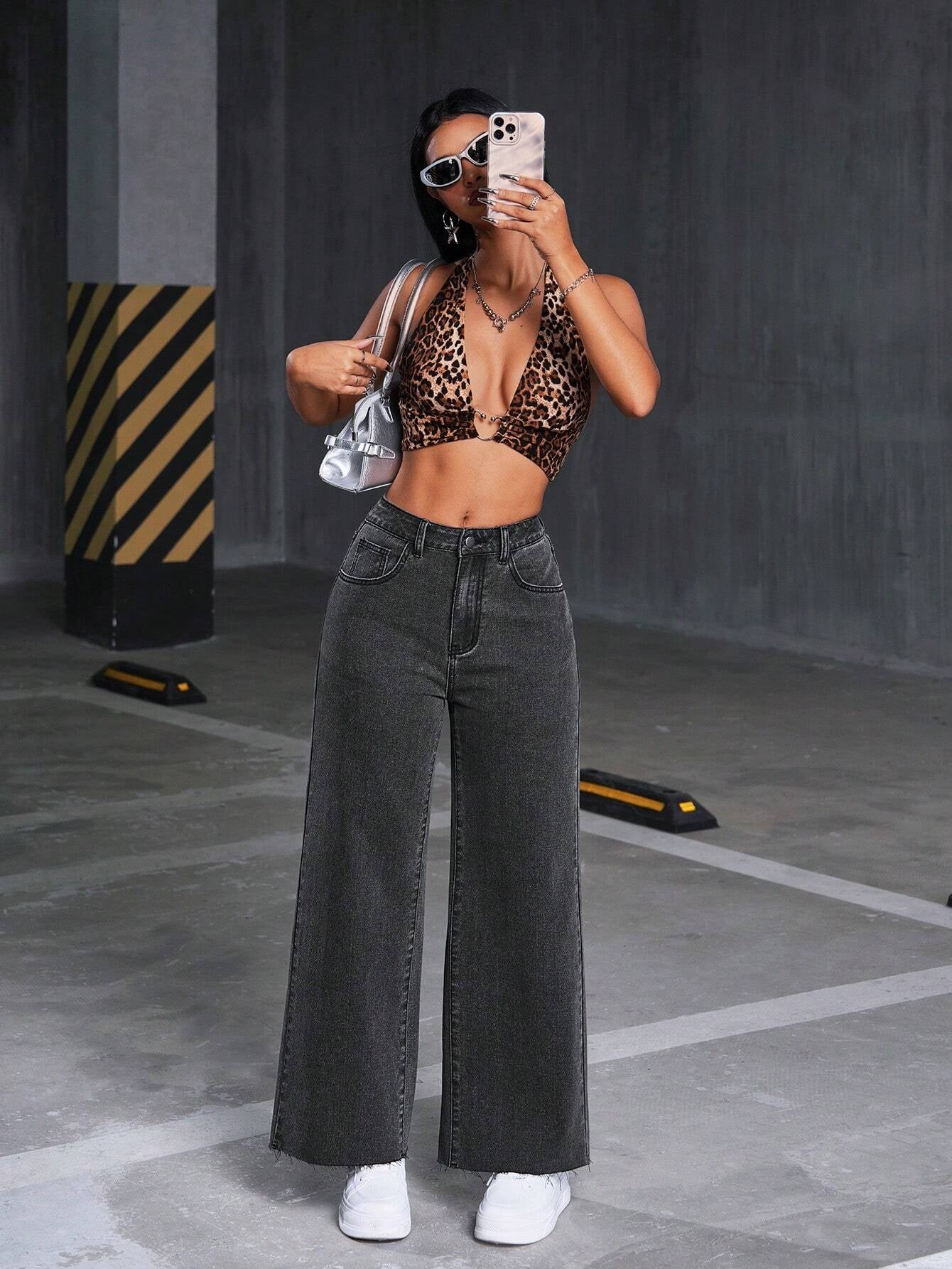 Casual Wide-Leg Denim Jeans