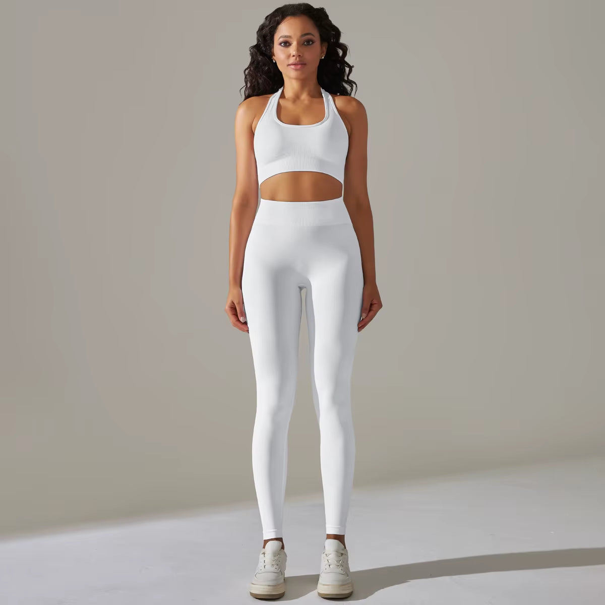 2 Piece Set for Women Seamless Yoga Set Gym Fitness Sports Set Sexy Halter Neck Bra Set High Waist Leggings Tracksuit Sportswear