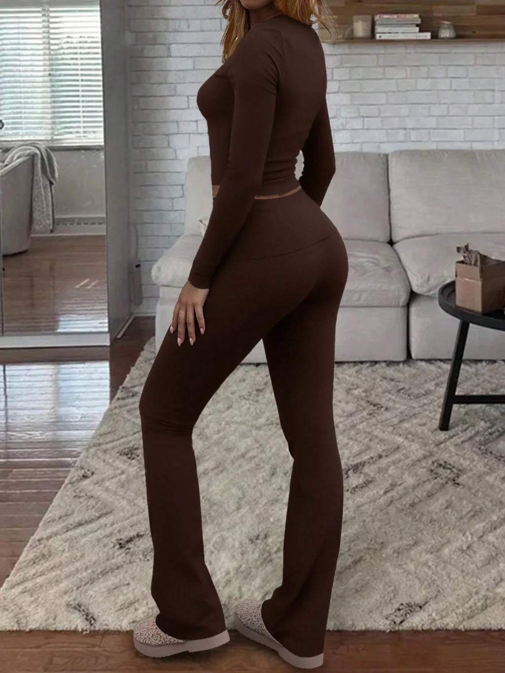 Women'S round Neck Long Sleeve T-Shirt and Pants Casual Matching Set, Versatile for Spring