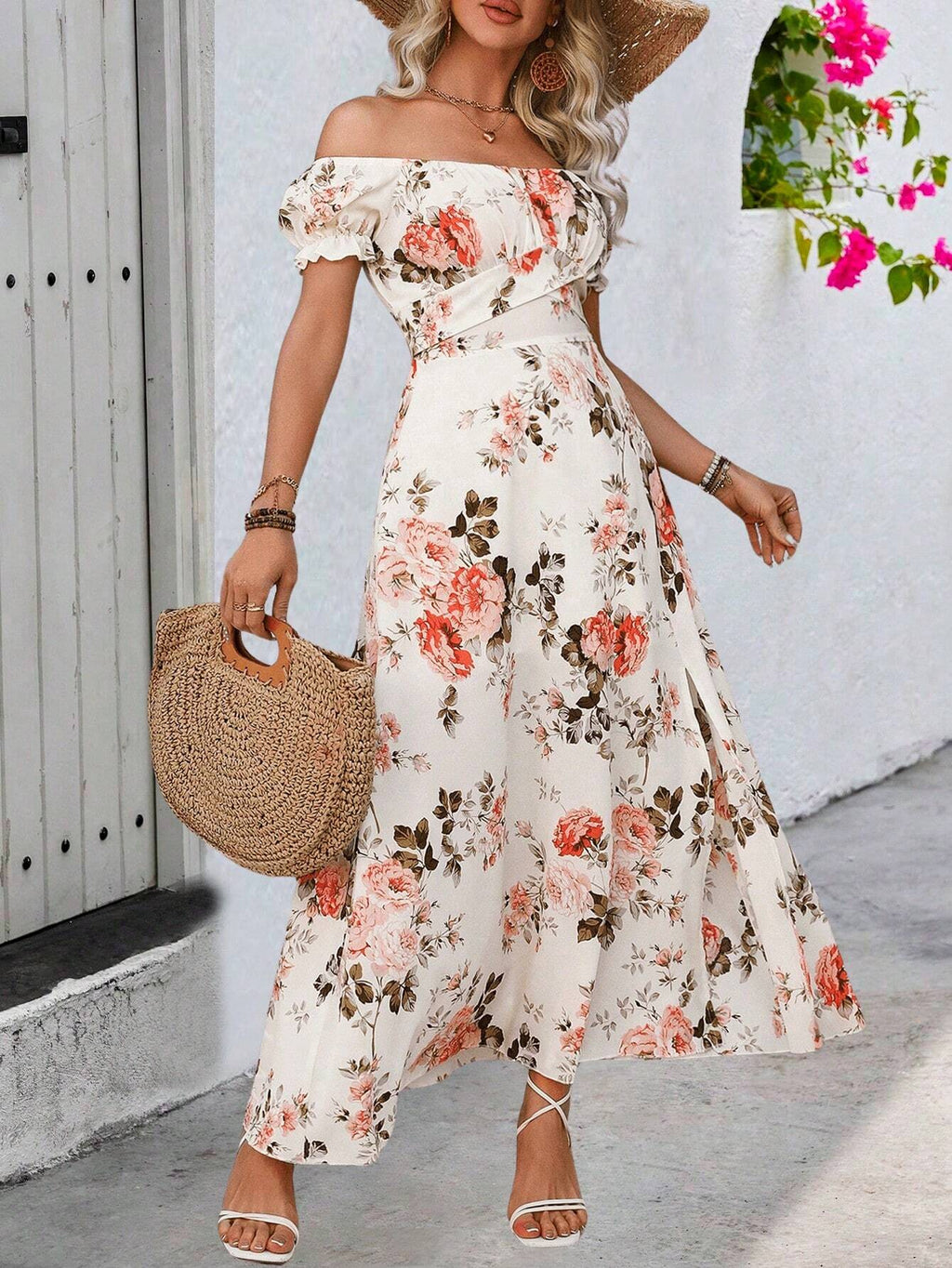 Breezaya Summer Dress, Floral Dress, Split Long Dress Maxi Women Outfit