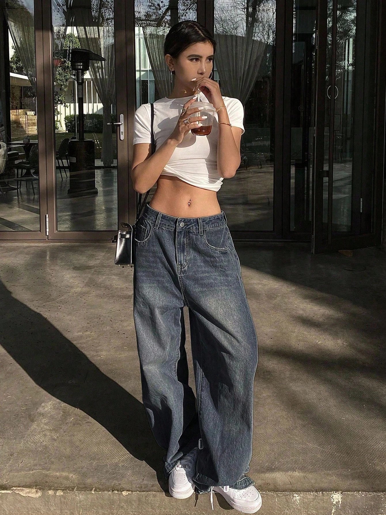 DAZY Women Distressed Wide Leg Jeans,Baggy Jeans,Back to School Clothes