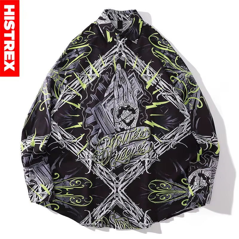 Virgin Maria Nun Angel Jesus Shirts Men Spring Autumn Harajuku Hip Hop Gangsta Y2K Fashion Clothes Women Oversized Shirt