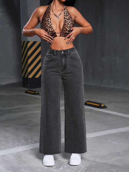Casual Wide-Leg Denim Jeans